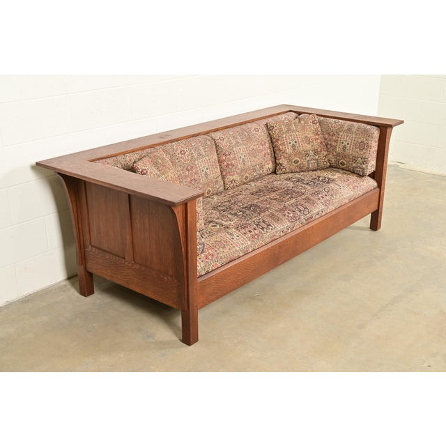 L. & J.G. Stickley, Inc. Stickley Mission Oak Arts and Crafts Settle Sofa For Sale - Image 4 of 11