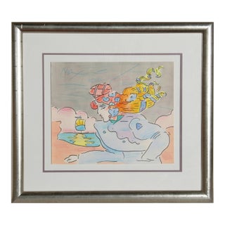 Peter Max, Lady and Sailboat, Ink and Watercolor For Sale