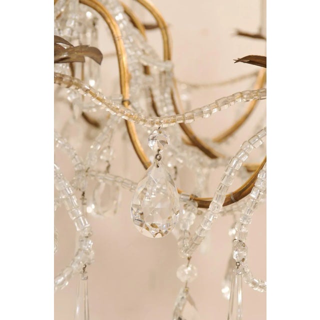 Wood Mid 20th Century Italian Crystal & Gilt Chandelier For Sale - Image 7 of 11