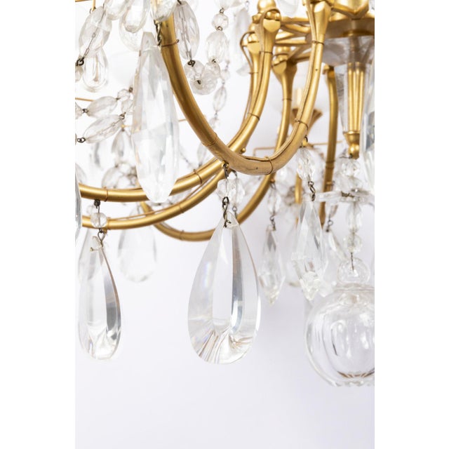 Chandelier in Crystal and Gilt Bronze, 1950s For Sale - Image 3 of 12
