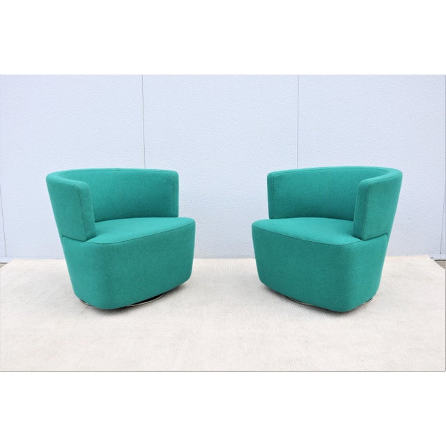 Modern Eoos for Coalesse Joel Blue Swivel Lounge Chairs by Walter Knoll, a Pair For Sale - Image 13 of 13