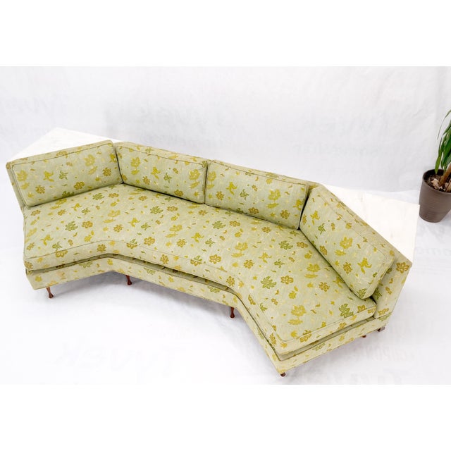 Wrap Around Mid-Century Modern Sofa W Pair Matching Marble Top Tables Mint! For Sale - Image 10 of 18