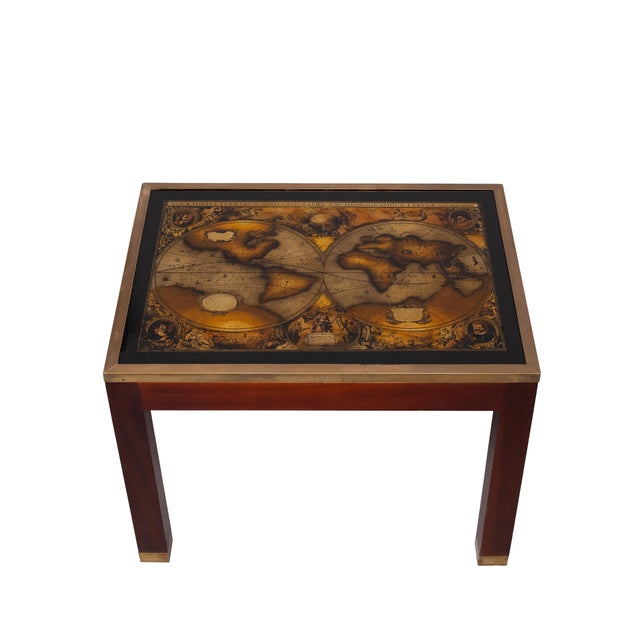Black World Map Coffee Table from Maison Jansen, France, 1970s For Sale - Image 8 of 11