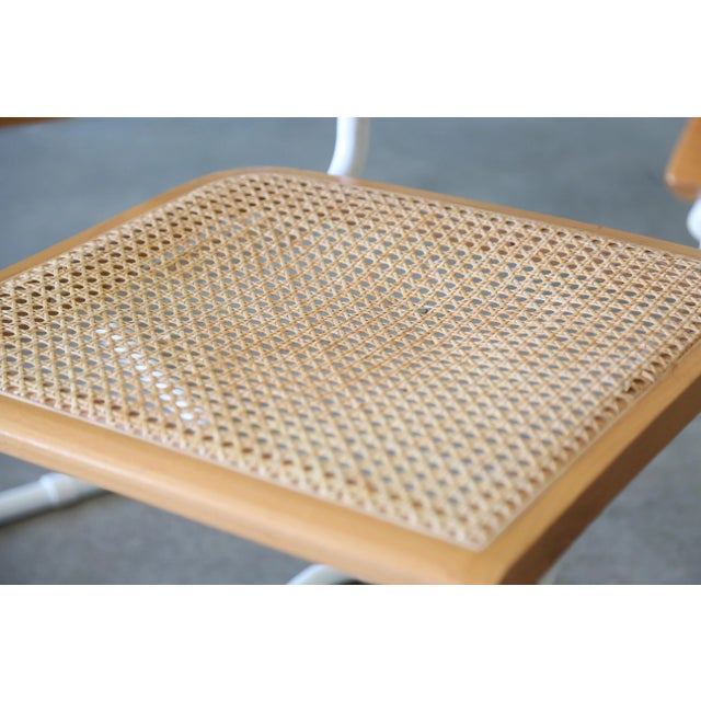 Tan Vintage 1980s Italian Cesca Cane Armchairs - A Pair After Knoll MCM Marcel Breuer For Sale - Image 8 of 13