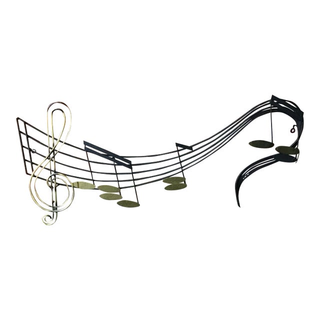Curtis Jere Signed Vintage Wall Sculpture in the Shape of Musical Notes For Sale