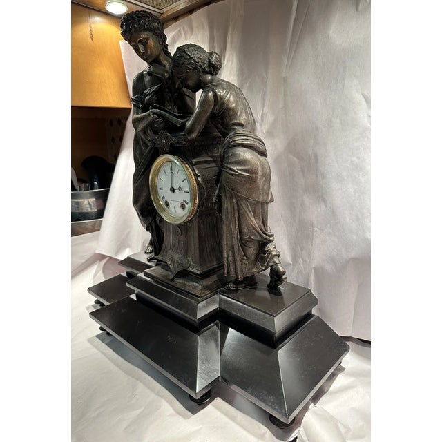 Metal 19th Century Seth Thomas & Sons Figural Mantel Clock Model No. 8034 For Sale - Image 7 of 13