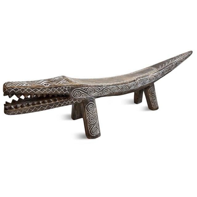 Wood Carved Crocodile Log Bench For Sale - Image 7 of 7