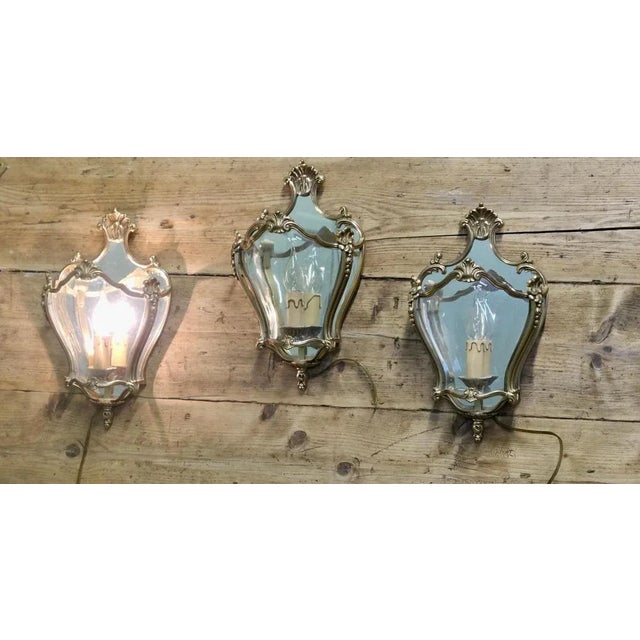 1950s Louis XV French Wall Lights, 1950, Set of 3 For Sale - Image 5 of 10
