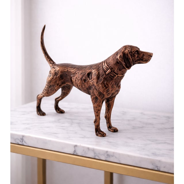 Modern Antique Copper Finish Metal Dog Sculpture For Sale - Image 3 of 11