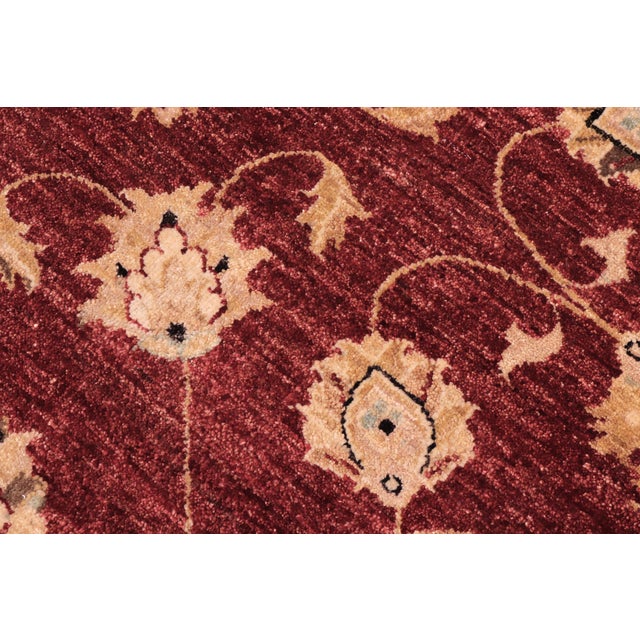 Art Nouveau Boho Chic Ziegler Ethelyn Red/Ivory Wool Round Rug- 8'0'' X 8'3'' For Sale - Image 3 of 10