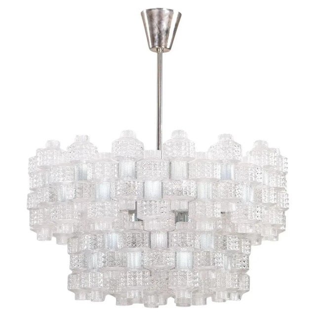 Large Festival Chandelier attributed to Gert Nyström for Orrefors, 1950s For Sale - Image 12 of 12