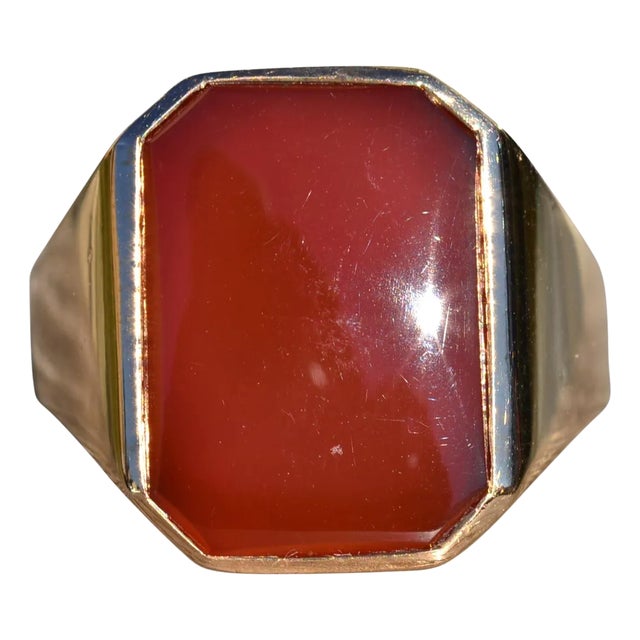 The Hanceville: Men's Rose Gold Carnelian Cocktail Ring For Sale