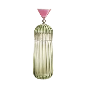 Calypso Green Bottle and Glass by Serena Confalonieri, Set of 2