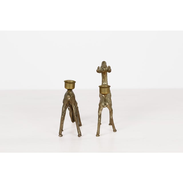 Midcentury Brass Deer Candle Holders, Stag and Doe Pair For Sale - Image 9 of 14