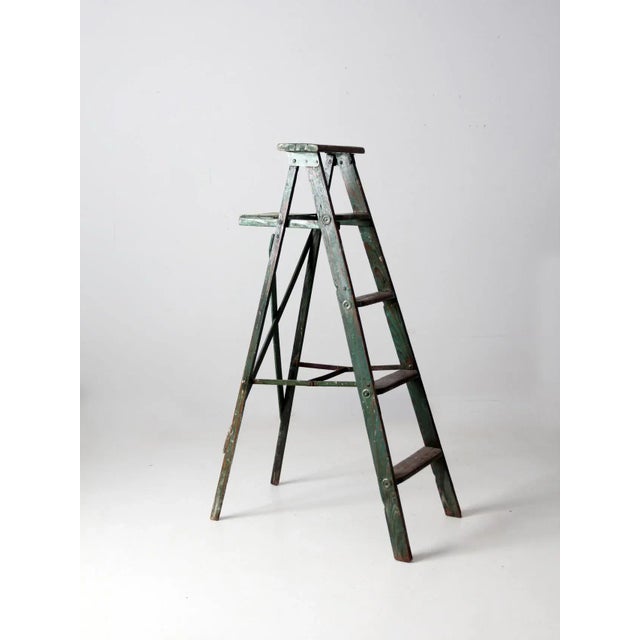 Vintage Green Painted Ladder For Sale - Image 6 of 13