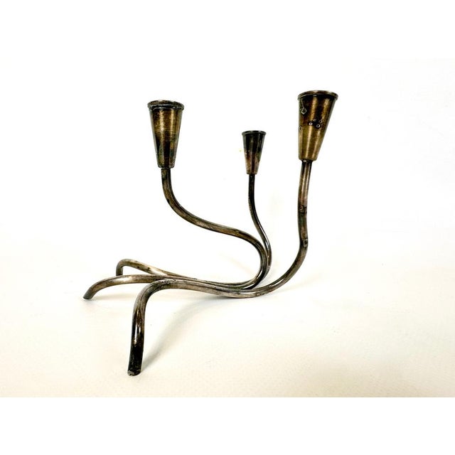 Mid-Century Modern Silver Plated Candlestick by Carl Christensen, 1960s, in Very Good conditions. Designed 1960 to 1969...
