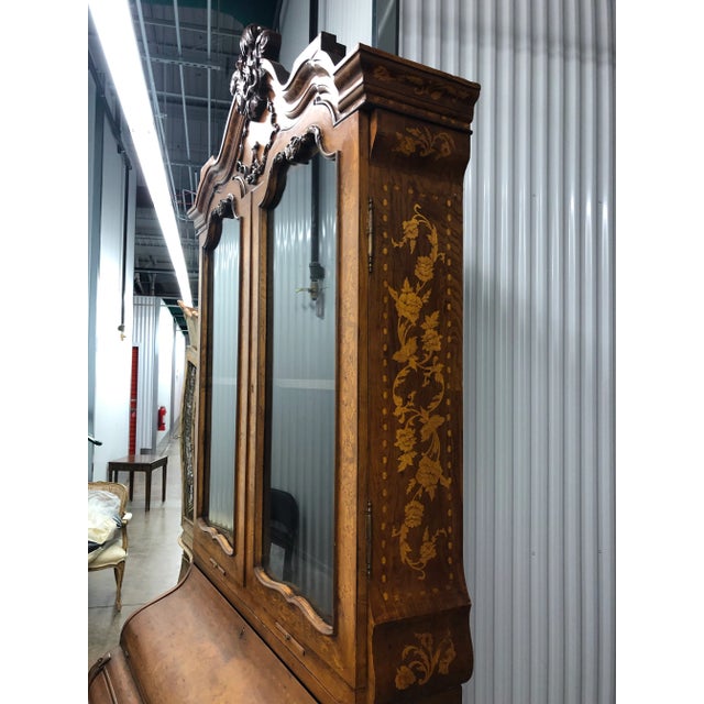 Italian Inlay Marquetry Secretary Bookcase 20th Century For Sale - Image 12 of 13