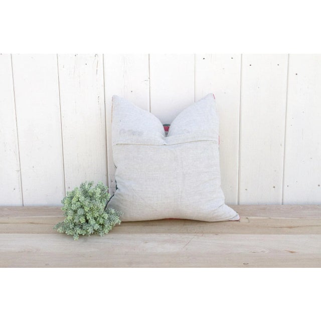 Textile Peach Vintage Suzani Pillow For Sale - Image 7 of 9