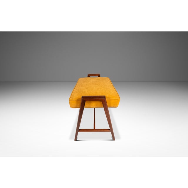 Mid-Century Modern Original Piano Bench in Walnut & Velour for the Baldwin Acrosonic Spinet Piano by Manual Arts, Usa, C. 1960s For Sale - Image 3 of 18