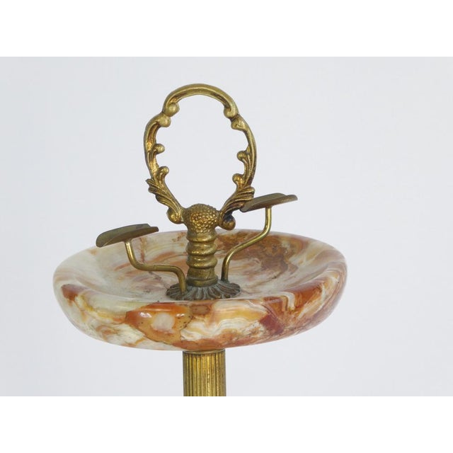 Mid-Century Modern Hollywood Regency Onyx and Brass Ashtray For Sale - Image 3 of 8