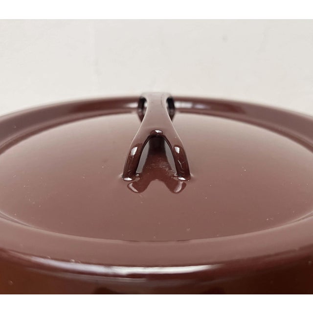 Mid-Century Modern Brown Minimalist Enamel Pot by Seppo Mallat for Finel, Finland, 1960s For Sale - Image 6 of 18