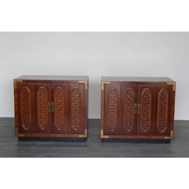 Wood Pair of Mid Century Walnut Cabinet For Sale - Image 7 of 7