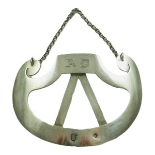 Antique French Sterling Silver Decanter C 1800, Bottle Label For Sale