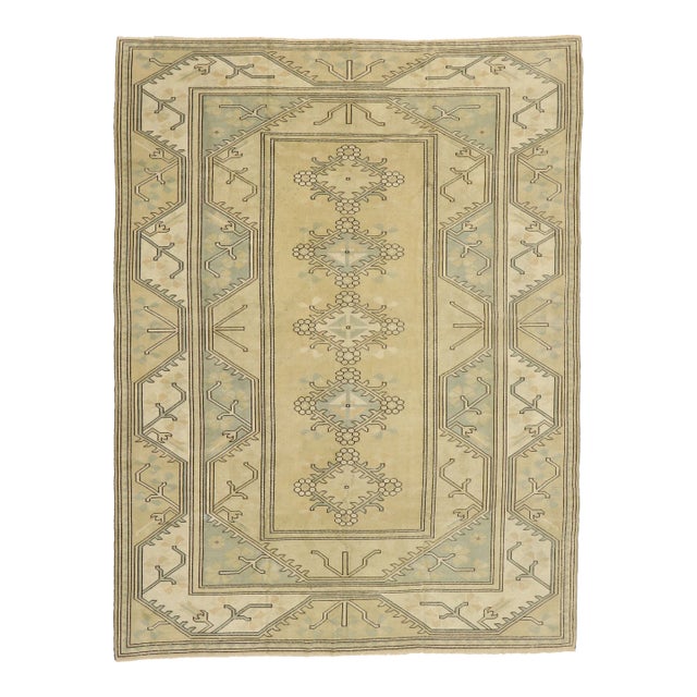 Mid 20th Century Vintage Turkish Oushak Rug, 08'10 X 11'08 For Sale