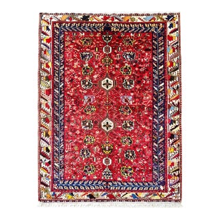 Antique Persian Hamedan Hand-Knotted Rug 5'8" X 7'9" For Sale