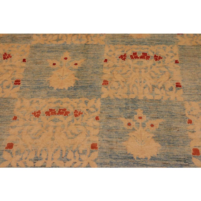 Textile Boho Chic Ziegler Blue Tan Hand-Knotted Wool Rug - 9'10'' X 13'10'' For Sale - Image 7 of 8