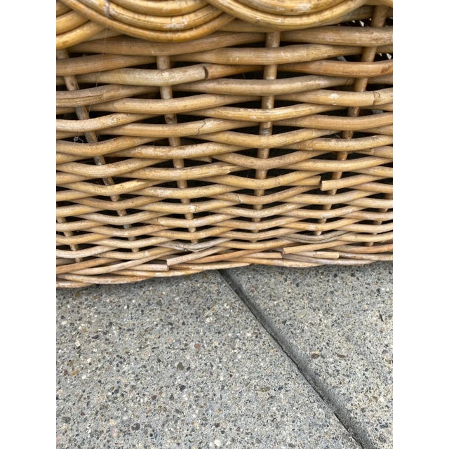 Mid 20th Century Wicker Occasional Chair With Ottoman For Sale - Image 11 of 12