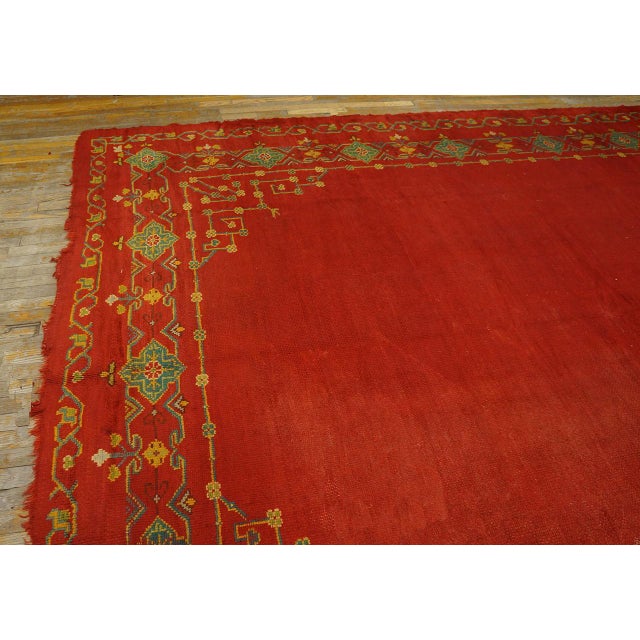 Red Jaw-Dropping Red Open Field Allover-Geometric Design Antique Turkish Decorative Oushak Rug For Sale - Image 8 of 12