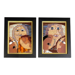 Pair "Enjoying the Anchor Woman" and "Enjoying the Anchor Man" Mosaics by Guillermo Wagner Granizo For Sale