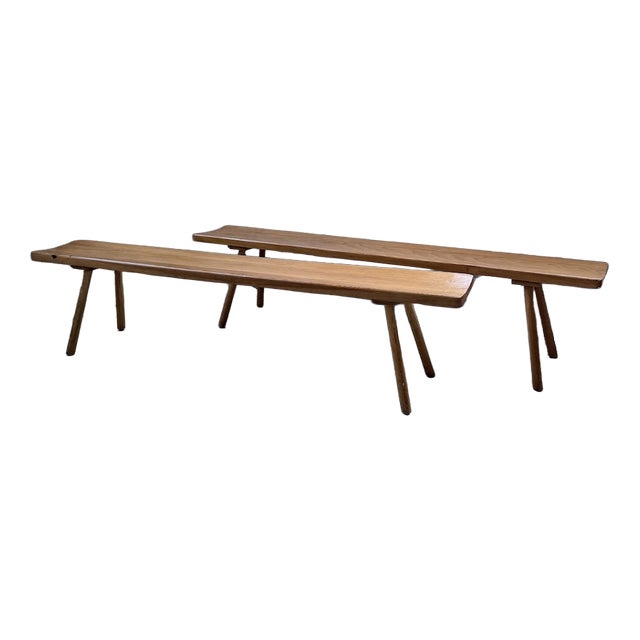 Mountain Furniture Benches in Pine and Oak in the style of Malmvall, 1950s, Set of 2 For Sale