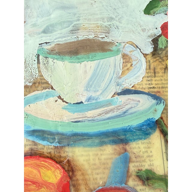 Sq. Encaustic & Antique Collage on Cradled Panel, Hartman For Sale - Image 4 of 10