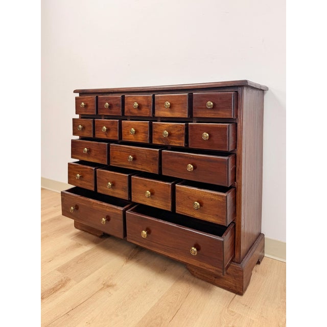 Vintage Apothecary Cabinet Handmade Nineteen Drawer Wood Storage Rustic Rare For Sale - Image 10 of 13