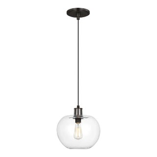 Thomas O'Brien by Visual Comfort Studio Mela 1-Light Medium Pendant in Aged Iron For Sale