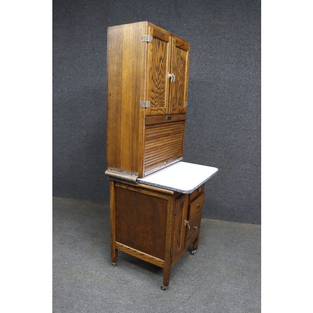Rare Victorian Quarter Sawn Oak Sellers Salesman Sample Hoosier Cabinet For Sale - Image 9 of 9