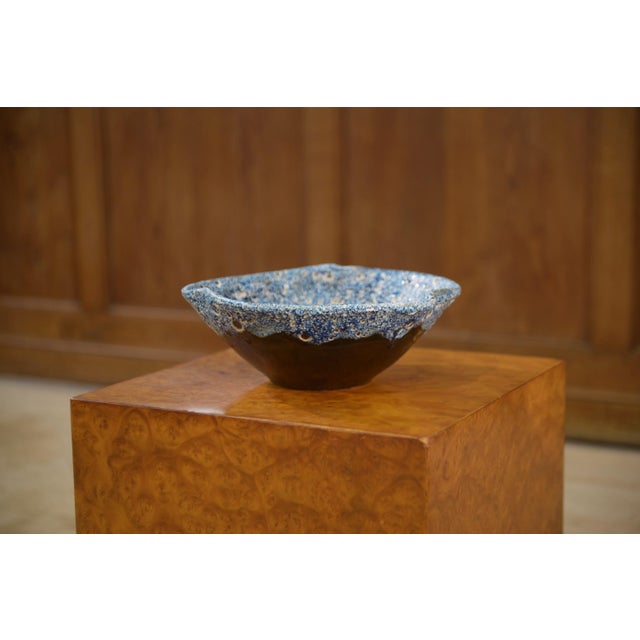 Blue Glazed Ceramic Centerpiece from Vallauris, 1960s For Sale - Image 4 of 7