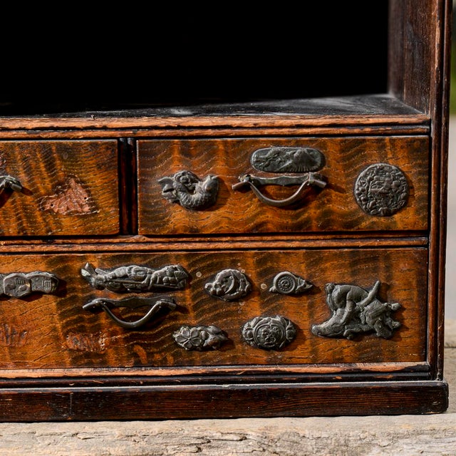 Brown Antique Chinoiserie Secretaire in Wood For Sale - Image 8 of 18