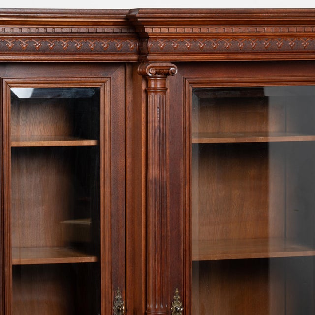 Renaissance 20th Century Walnut Bookcase Display Cabinet With Turned Columns For Sale - Image 3 of 8