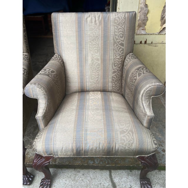 Pair of Vintage Baker Georgian Style Library Chairs For Sale - Image 9 of 12