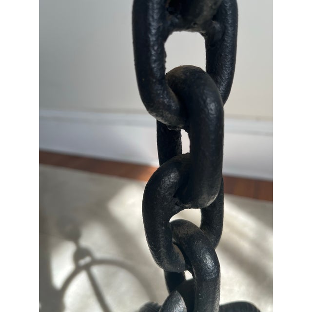 Brutalist Brutalist Spanish Midcentury Wrought Iron Chain Candle Holder For Sale - Image 3 of 9