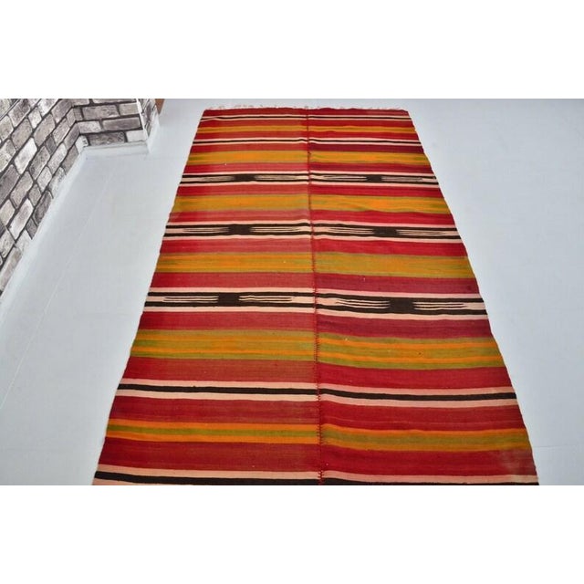 Vintage Antique Stripe Kilim Rug For Sale - Image 4 of 10