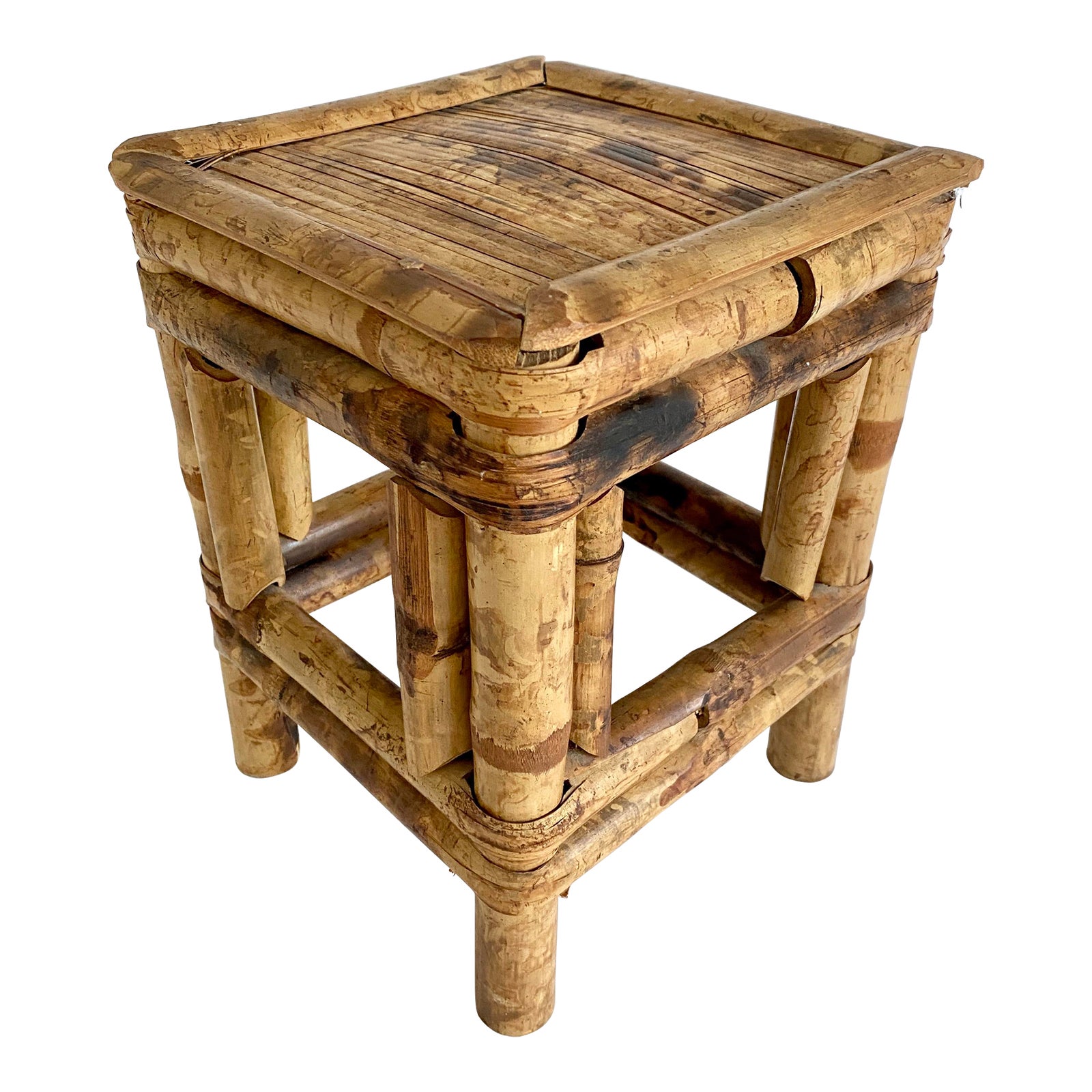 Tortoiseshell Burnt Bamboo Plant Stand Riser Chairish