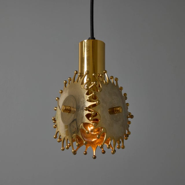 1960s Sculptural Brass Pendant Lamp by Armatur Hantverk Tibro, Sweden For Sale In Los Angeles - Image 6 of 12