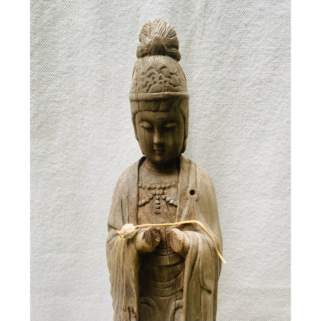 ….For your consideration… a venerable and deeply moving hand-carved Guanyin, the beloved Buddhist Goddess of Mercy and...