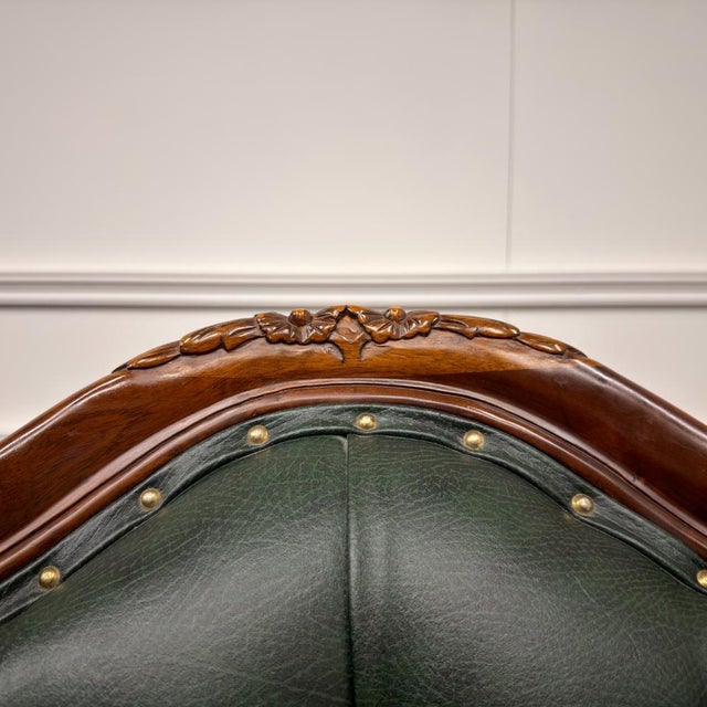 Chesterfield Office Chair in Green Leather For Sale - Image 6 of 10