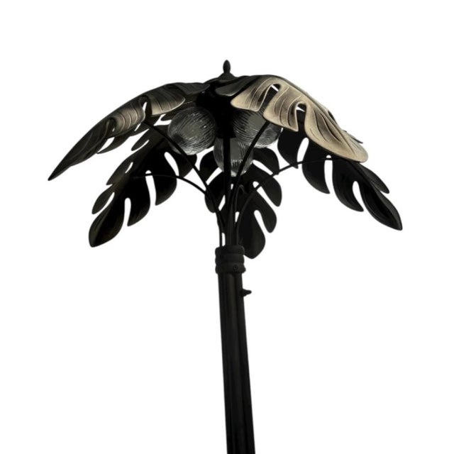 Early 21st Century Palm Tree Floor Lamp With Crystal Coconut Lights. Well Make and Durable in Coastal Environments, Aluminum for Outdoor or Indoor Use. For Sale - Image 5 of 9
