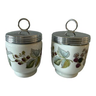 Pair of Vintage Royal Worcester Porcelain Egg Coddlers For Sale